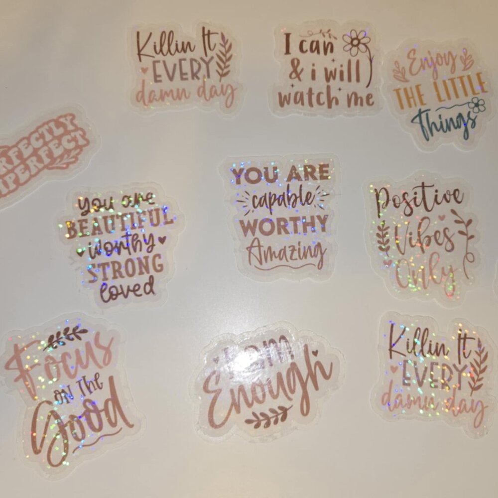 11 Holographic waterproof motivation sticker Bundle
